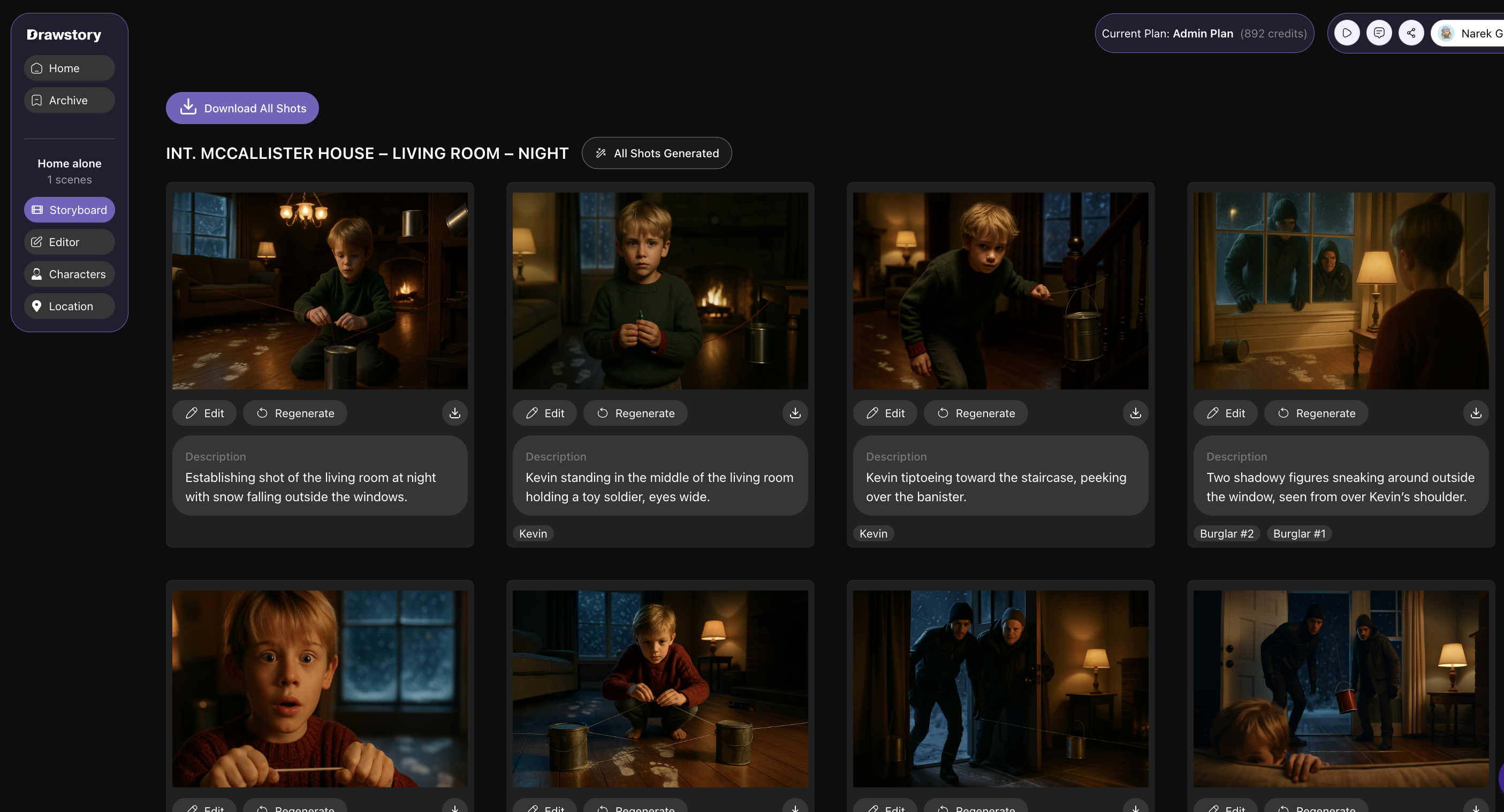 storyboard with character consistency