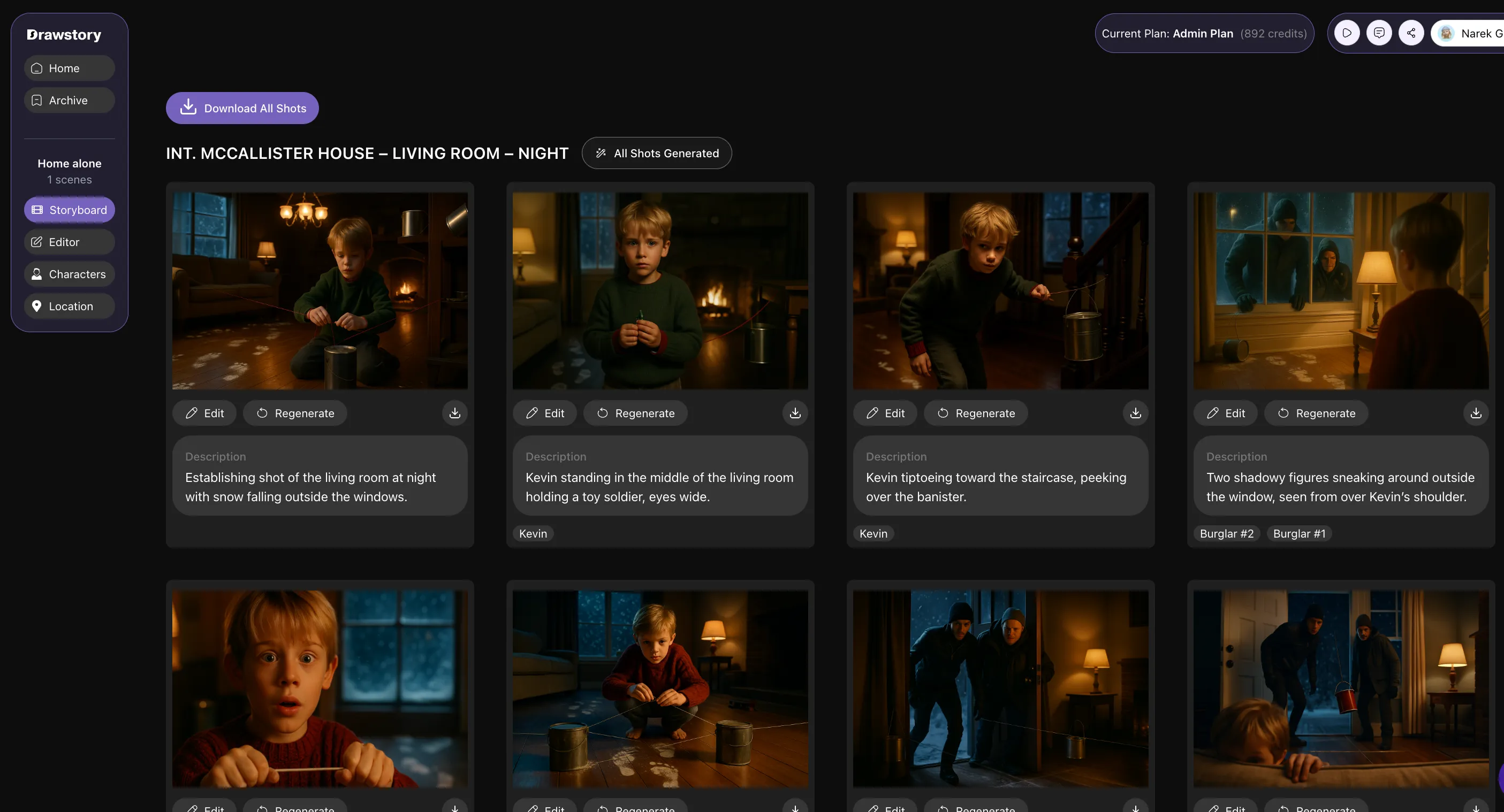 storyboard with character consistency