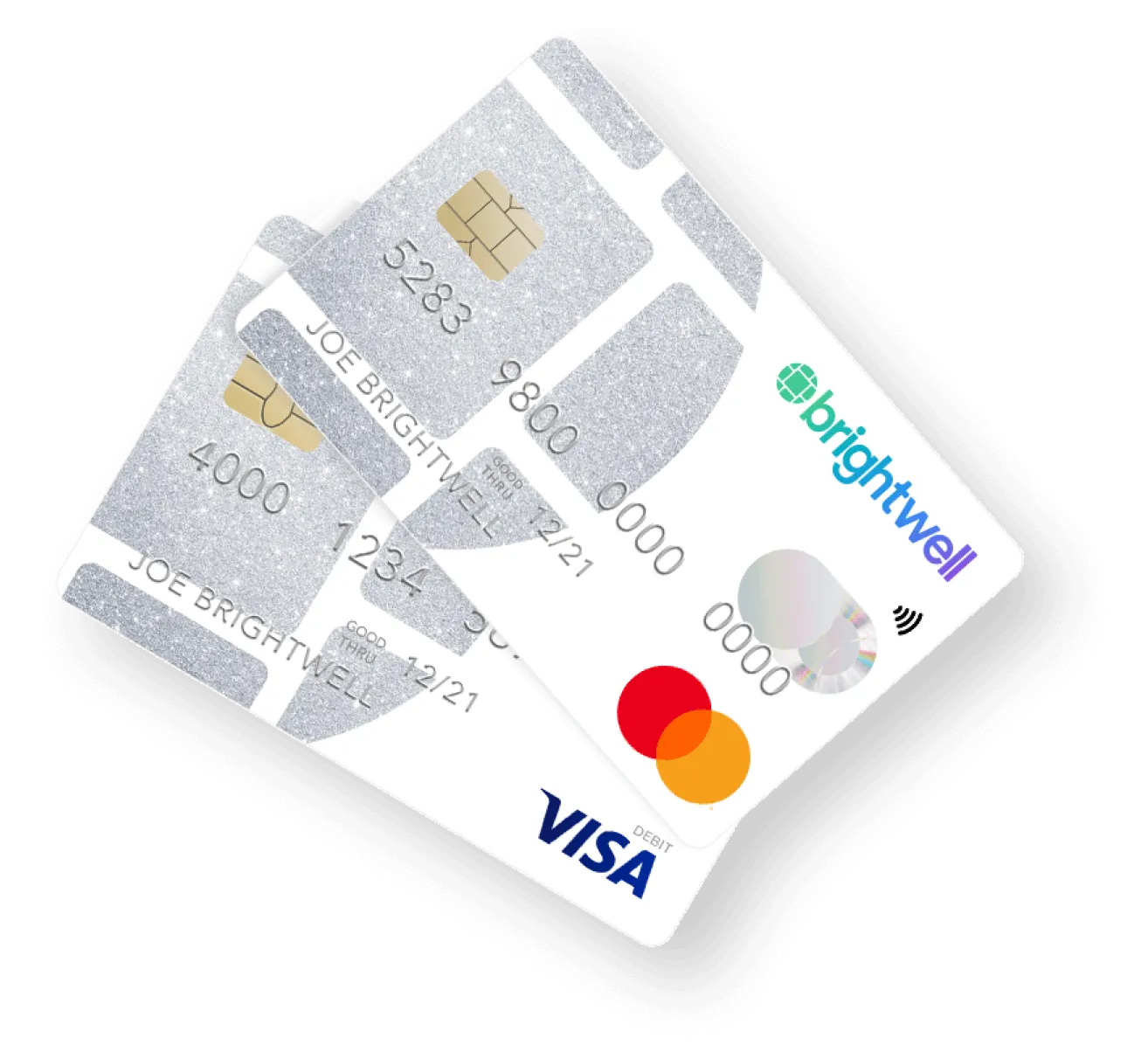 A visa card with a credit card on top of it.