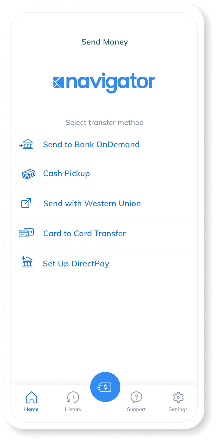 A cell phone showing the inavigattor app.