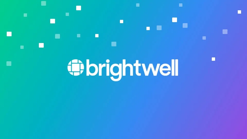 The brightwell logo on a colorful background.