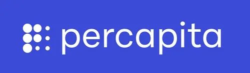 A blue background with the words percapita.