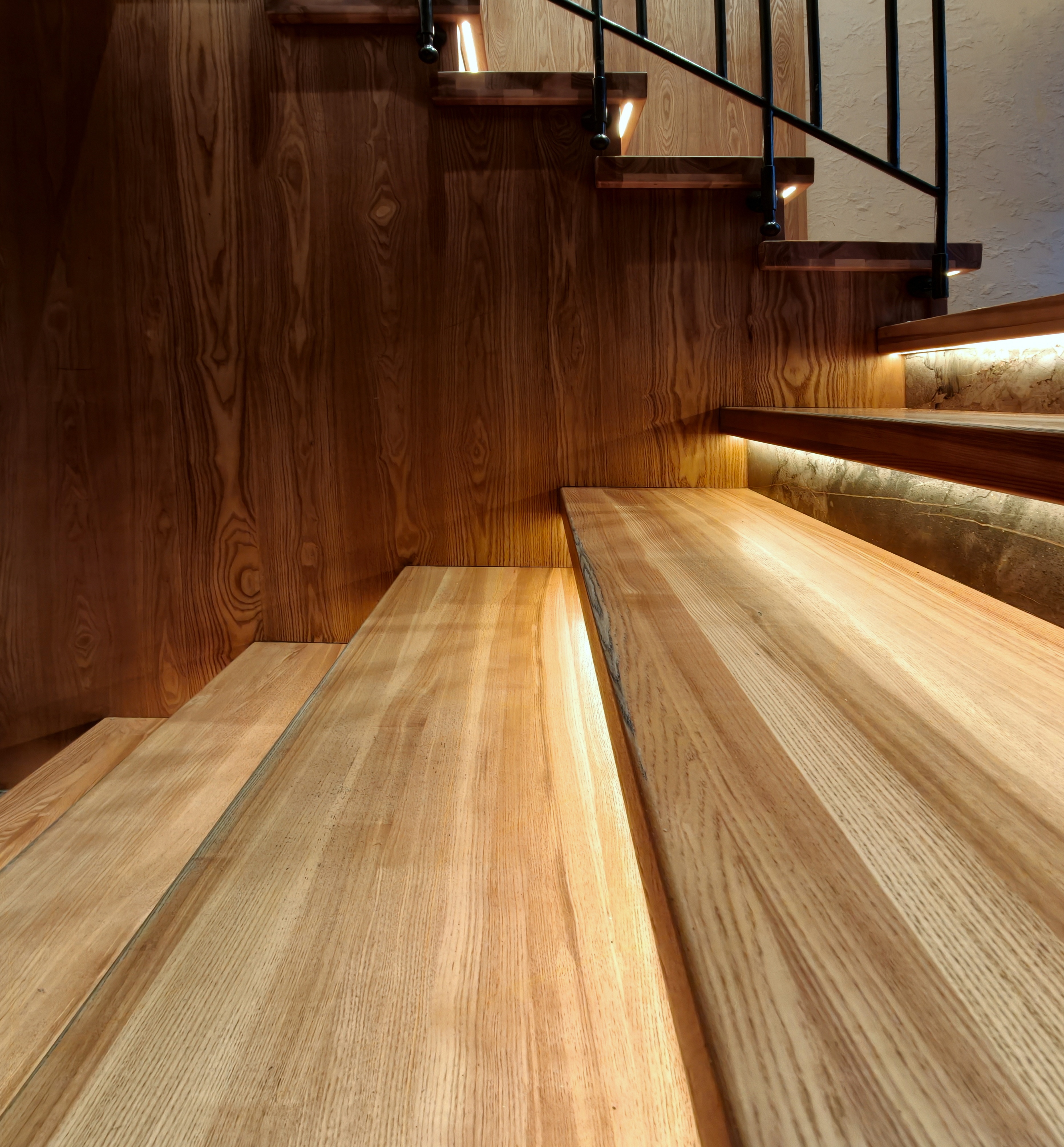 Interior design finish flat lay with brass hardware quartz and wood samples