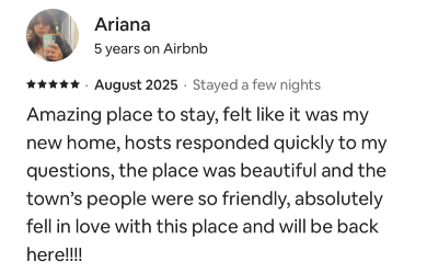 AirBnB Guest Testimonial Ariana