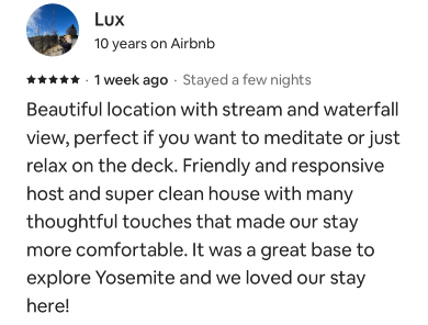 AirBnB Guest Testimonial Lux