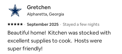 AirBnB Guest Testimonial Gretchen