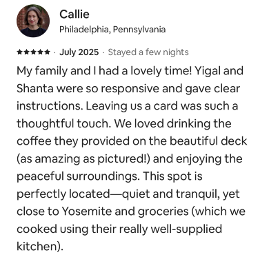AirBnB Guest Testimonial Callie