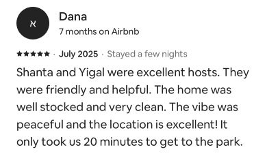 AirBnB Guest Testimonial Dana