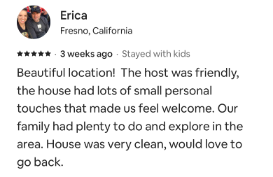 AirBnB Guest Testimonial Erica