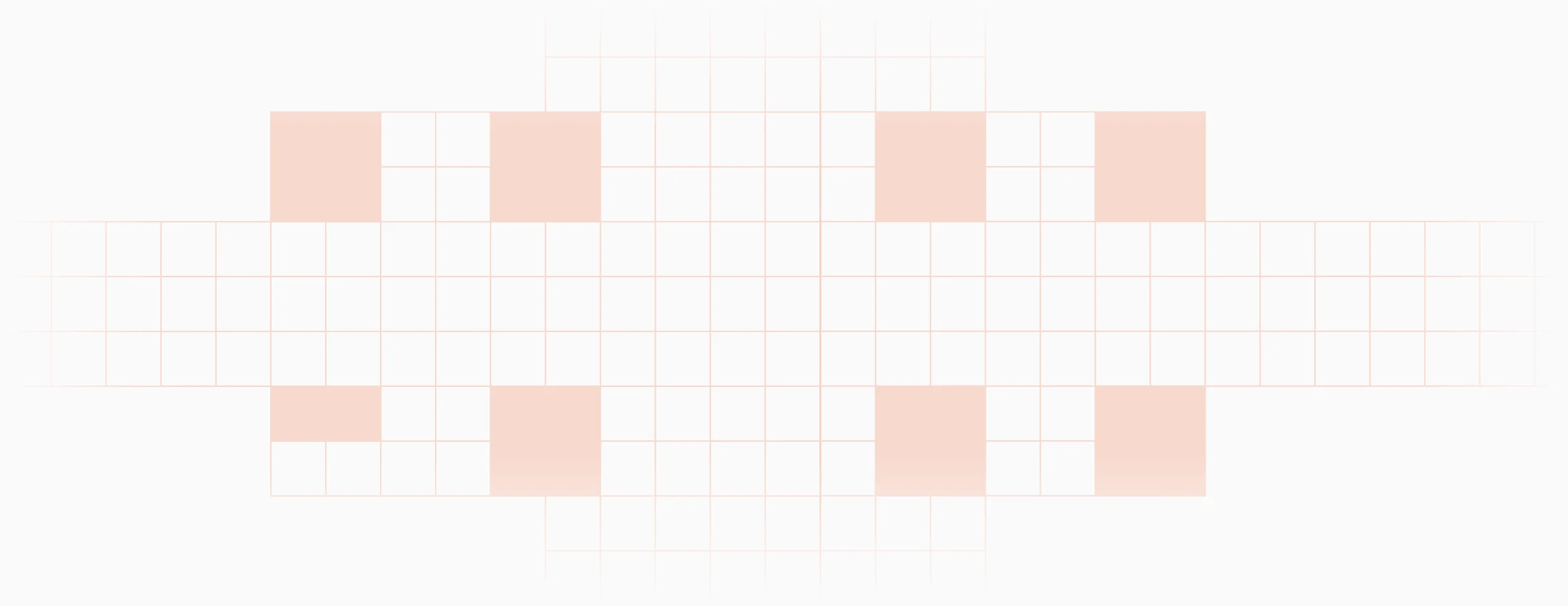 Light orange geometric pattern of small squares forming a symmetric abstract shape on a white background.