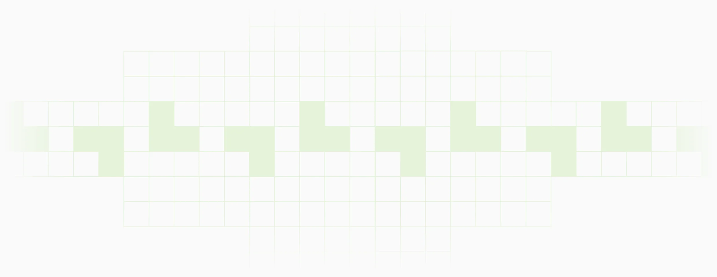 Light green and white pixelated pattern forming a symmetric, stepped design on a white background.