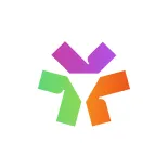 Colorful abstract geometric design with shapes in purple, green, and orange.