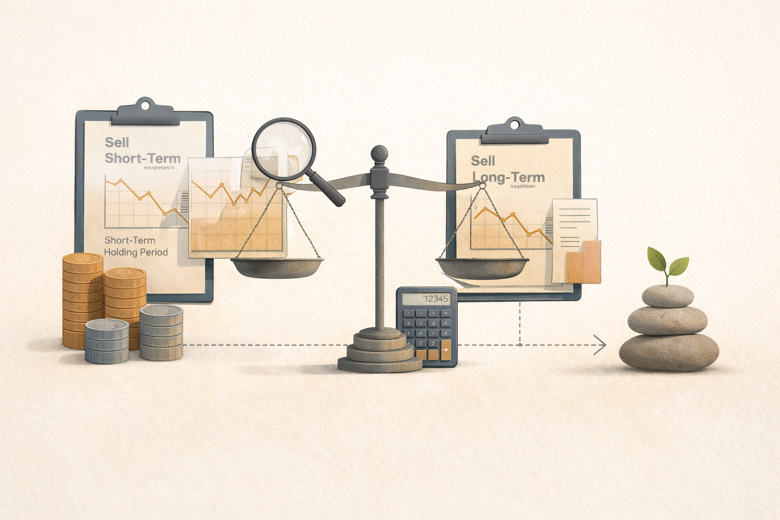 Illustration showing tax loss harvesting lot-level selection, comparing short-term and long-term lots to support tax-efficient selling decisions.