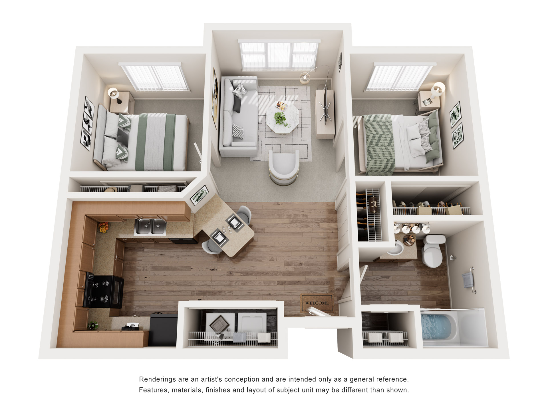 Schematic drawing of apartment floor plan