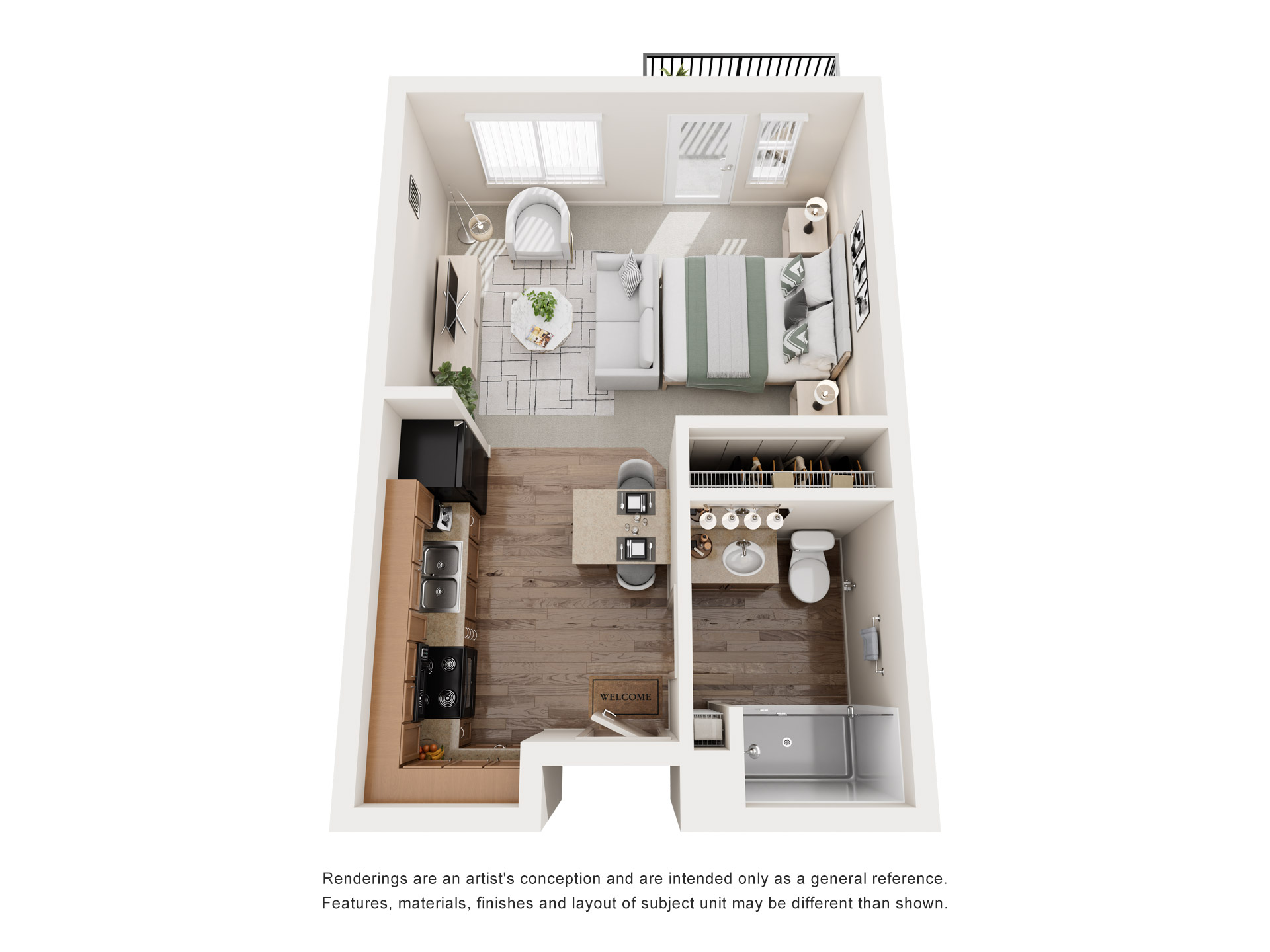 Schematic drawing of apartment floor plan