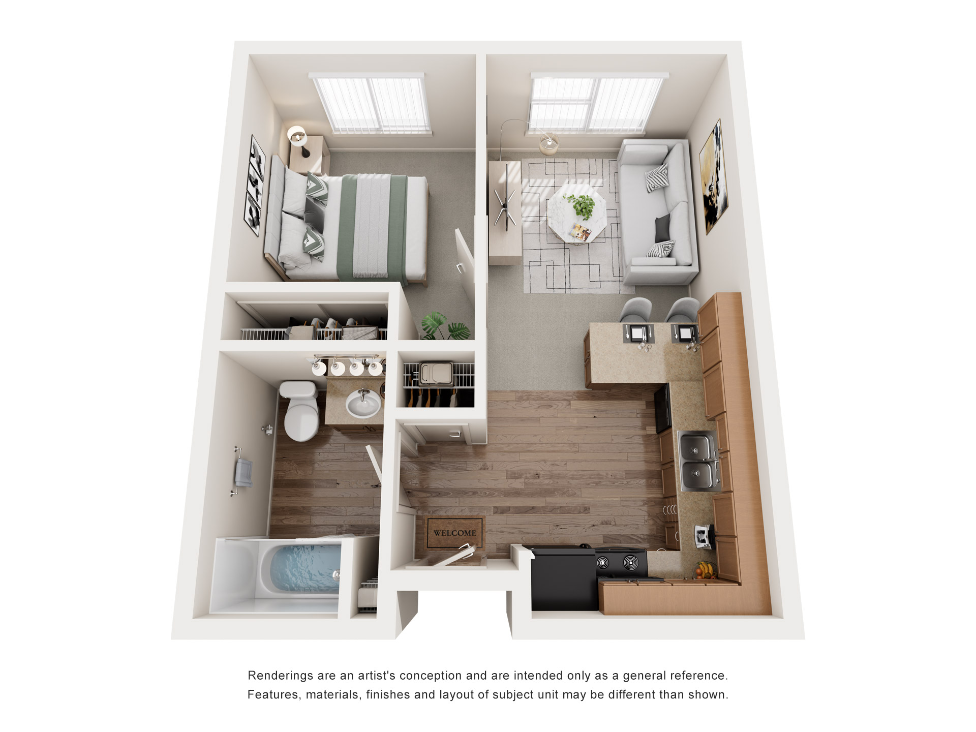 Schematic drawing of apartment floor plan