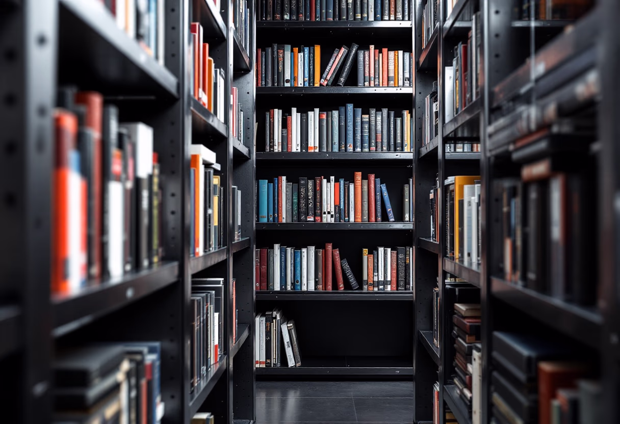 [background image] image of library shelves