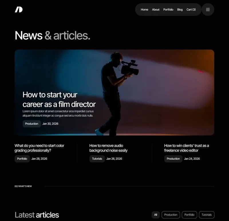 Cinemaflow - Blog V1 Page - Ultimate Video Agency Webflow Template