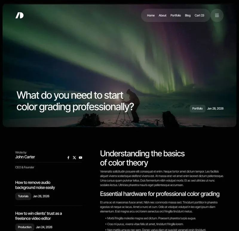 Cinemaflow - Blog Post Page - Ultimate Video Agency Webflow Template