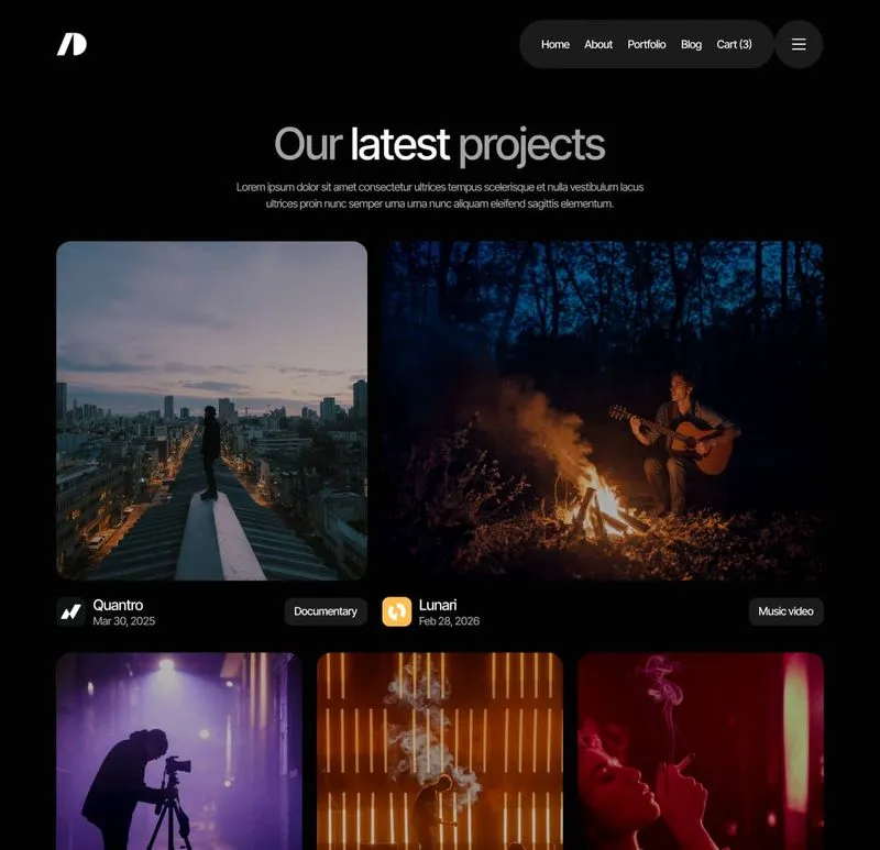 Cinemaflow - Portfolio V1 Page - Ultimate Video Agency Webflow Template