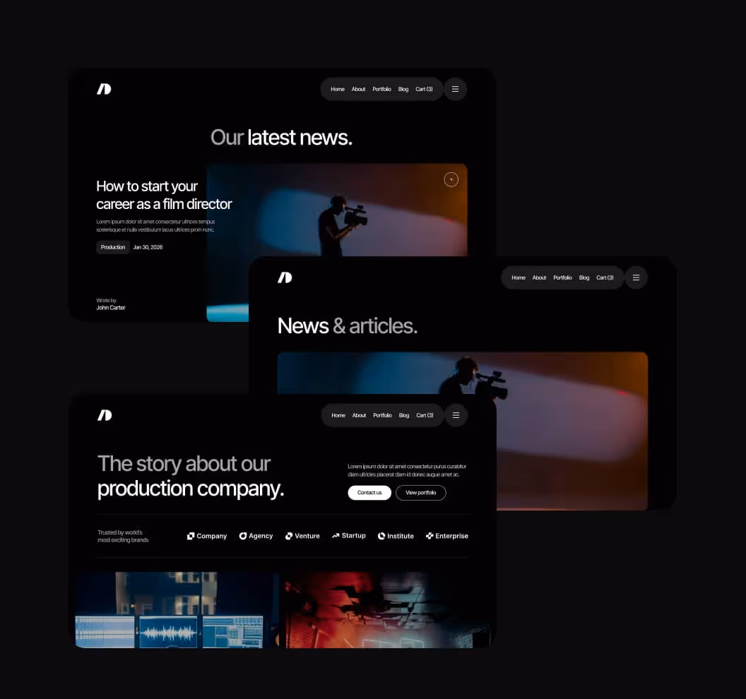 Cinemaflow - Sections Included - Ultimate Video Agency Webflow Template