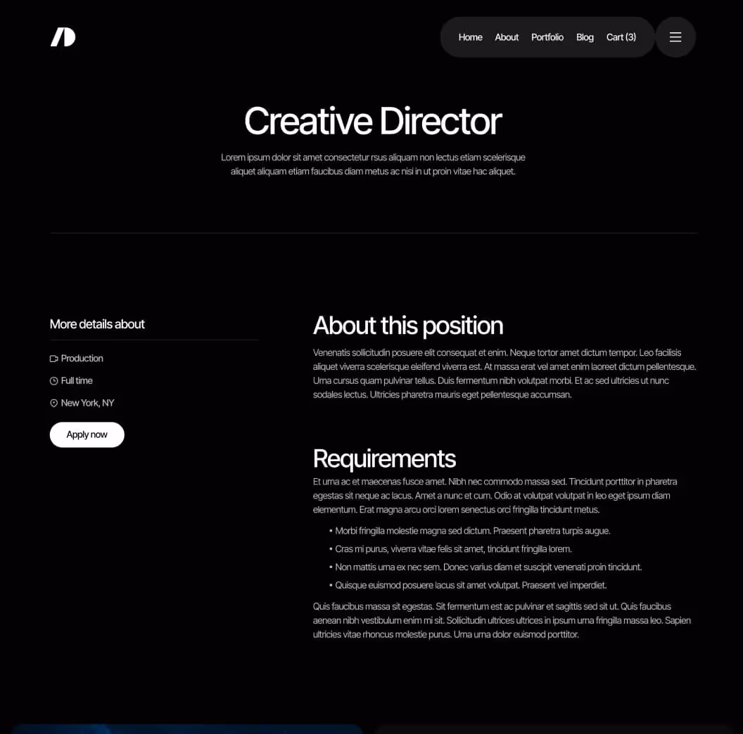 Cinemaflow - Career Single Page - Ultimate Video Agency Webflow Template