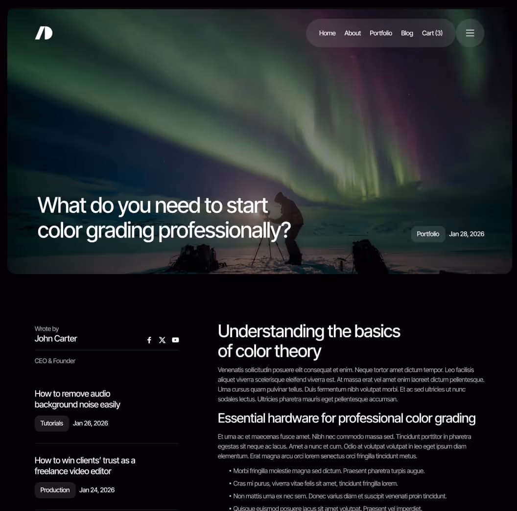 Cinemaflow - Blog Post Page - Ultimate Video Agency Webflow Template