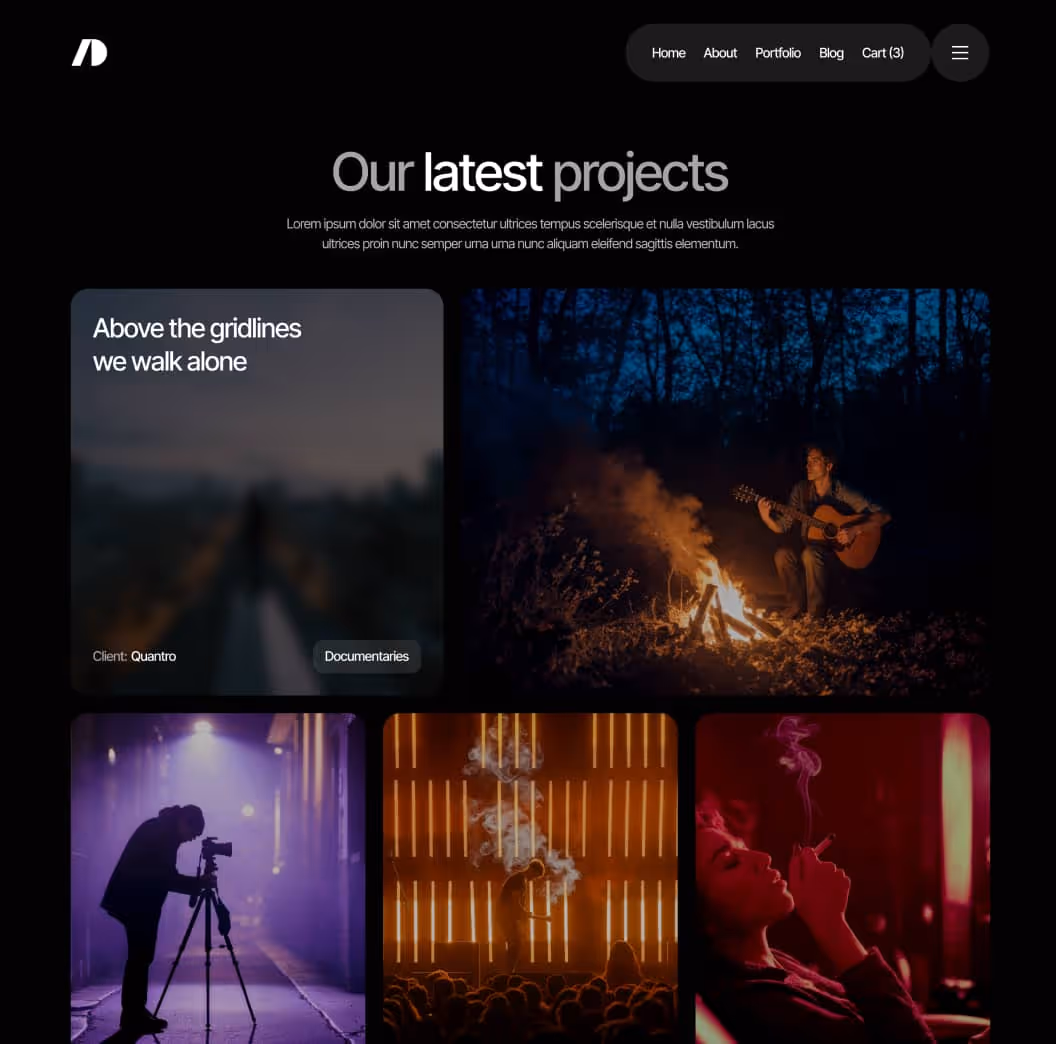 Cinemaflow - Portfolio V2 Page - Ultimate Video Agency Webflow Template