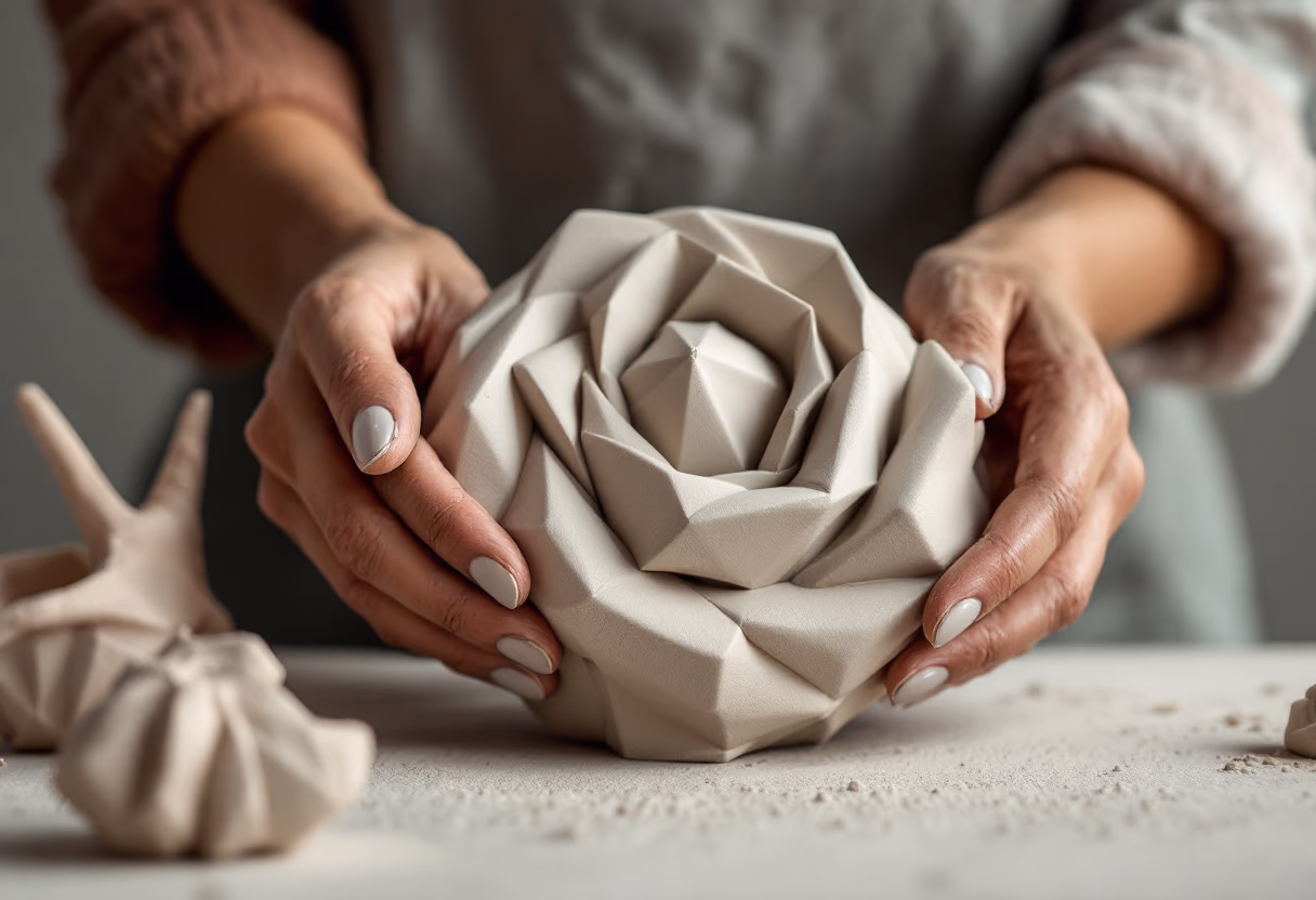 image of customer's hands crafting a sculptural art piece