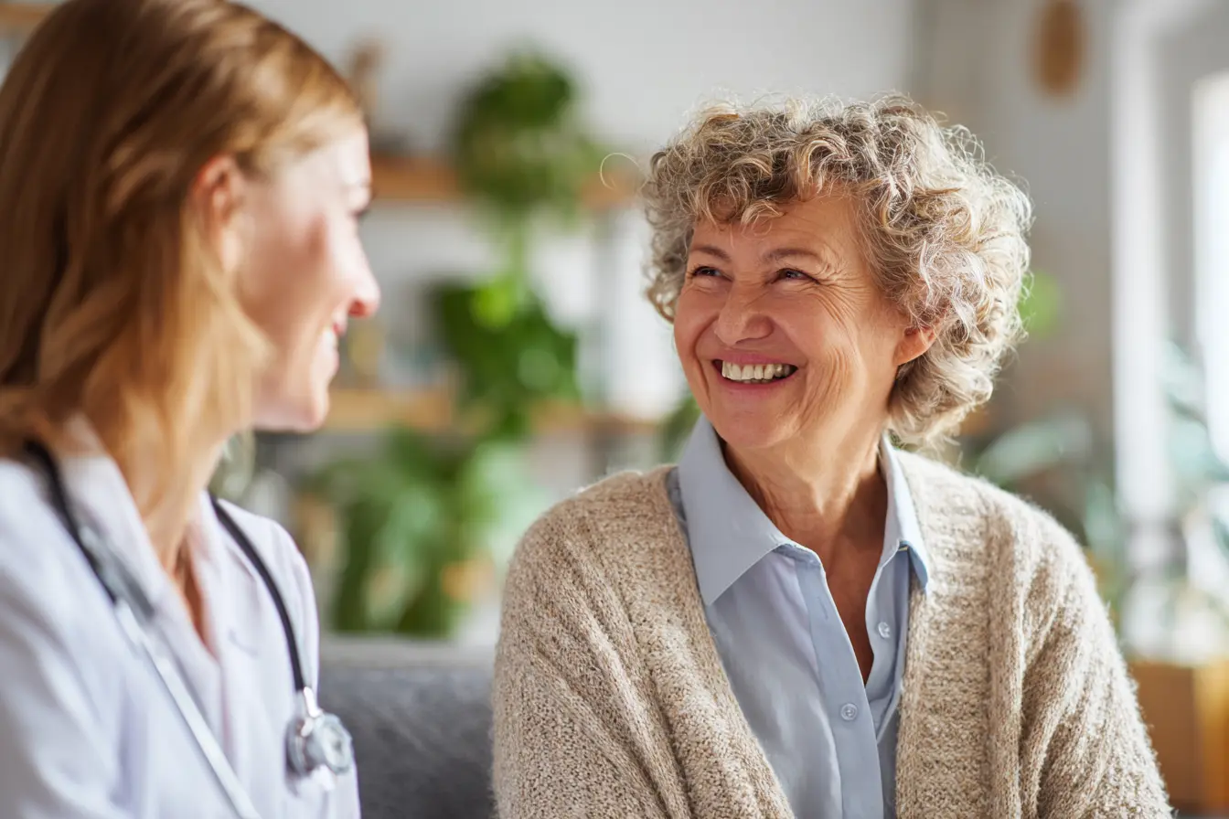 a provider meeting with an elderly patient