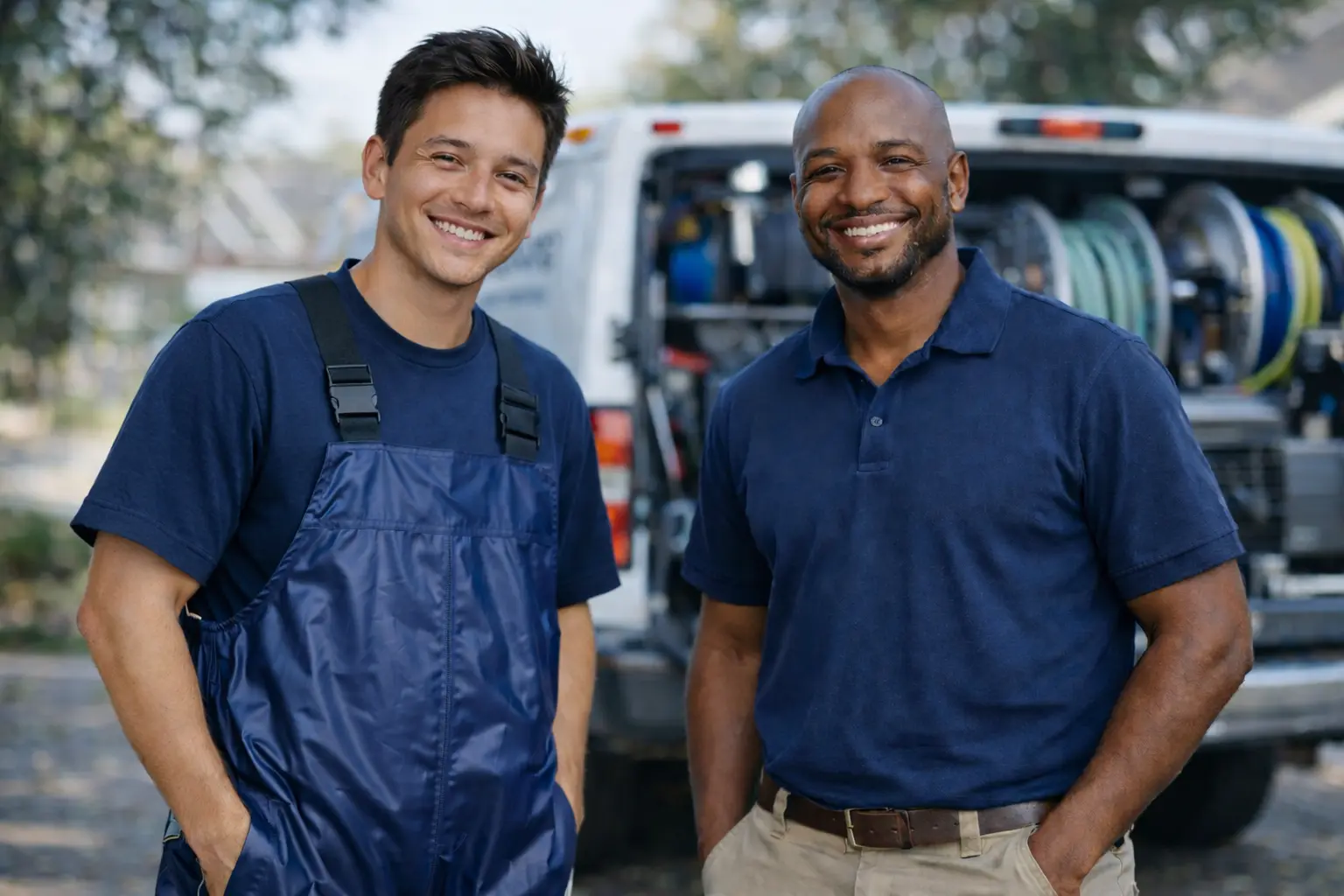 an image of an employer and employee from a pressure washing company