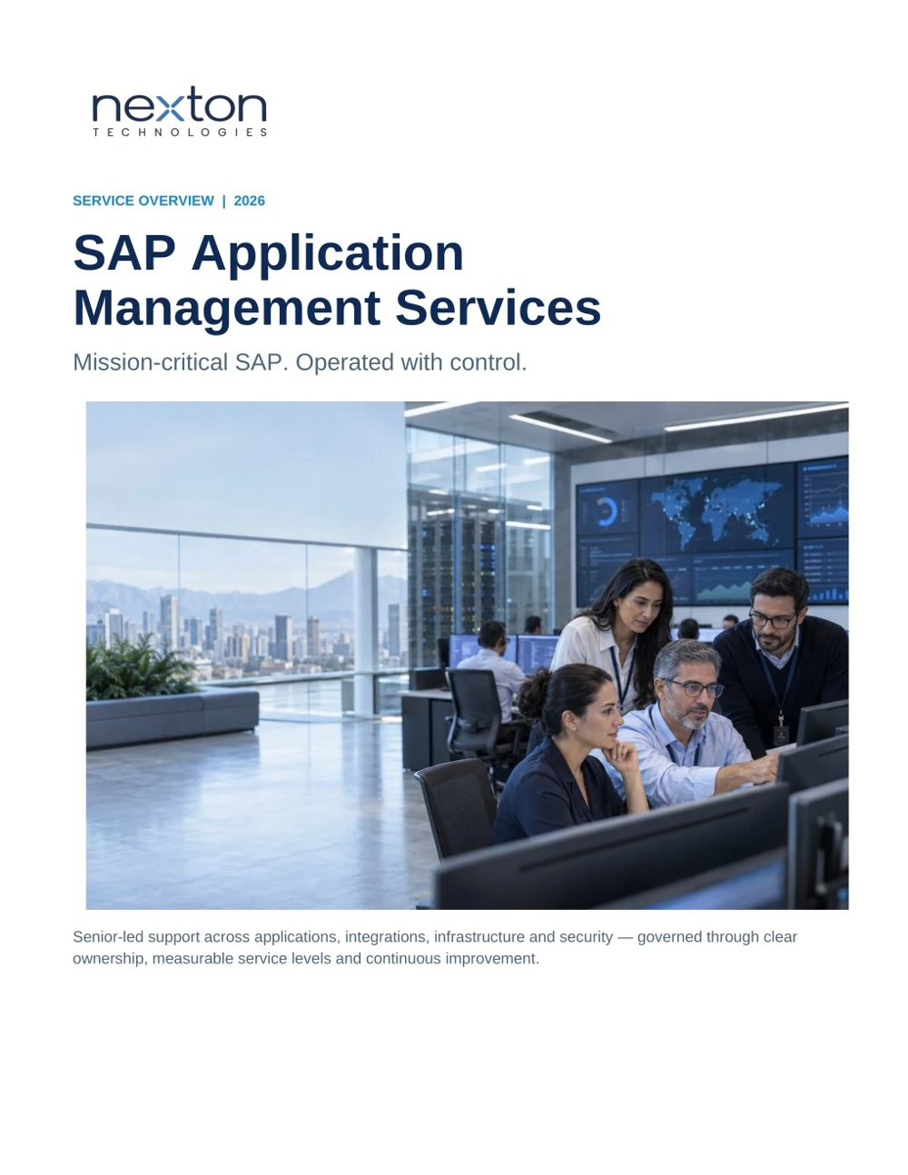 Cover of the Nexton SAP Application Management Services Service Overview 2026