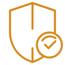 Shield icon with a checkmark indicating security or durability.
