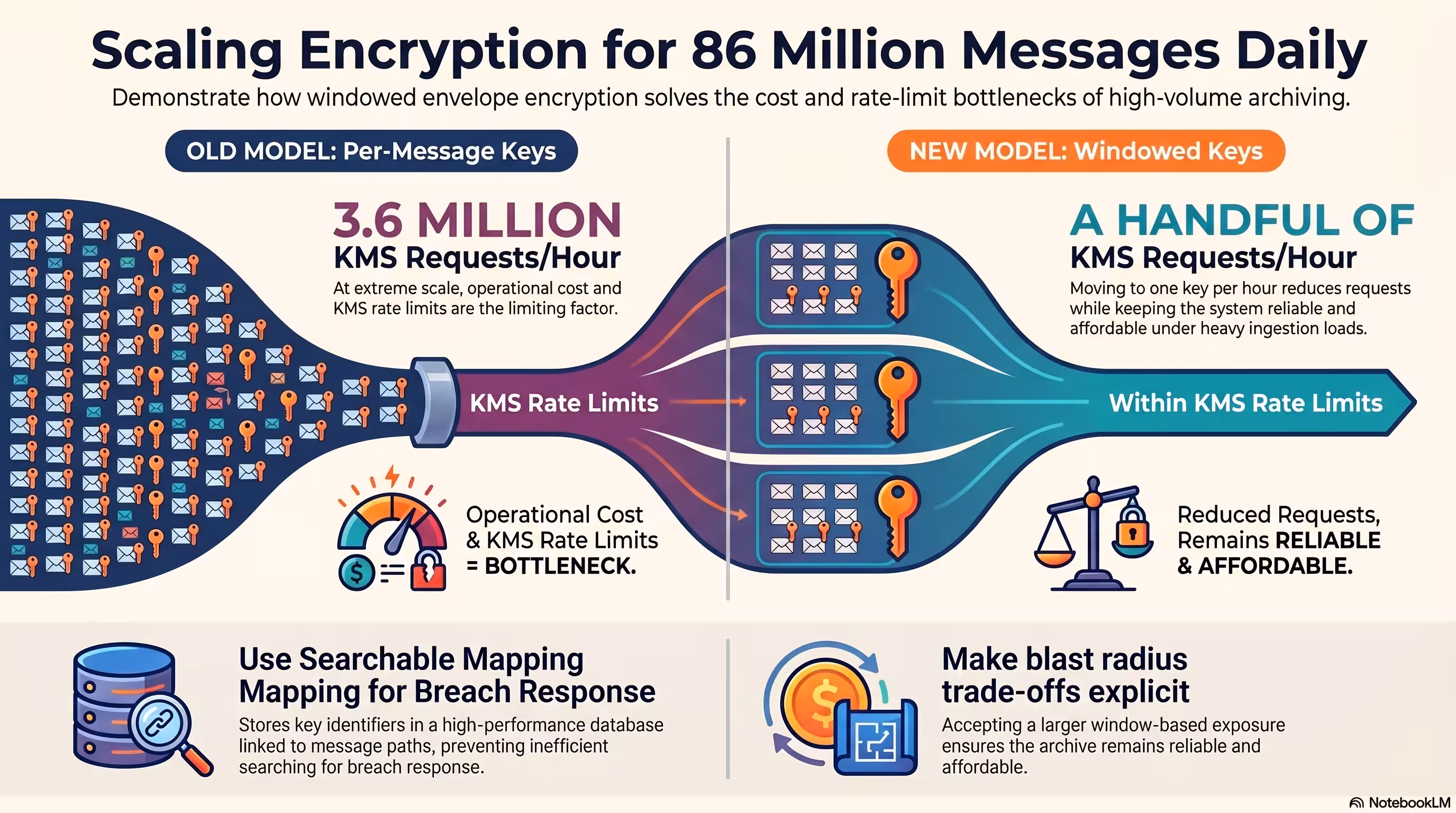 Encrypting High-Volume Message Archives Without Key Management Bottlenecks