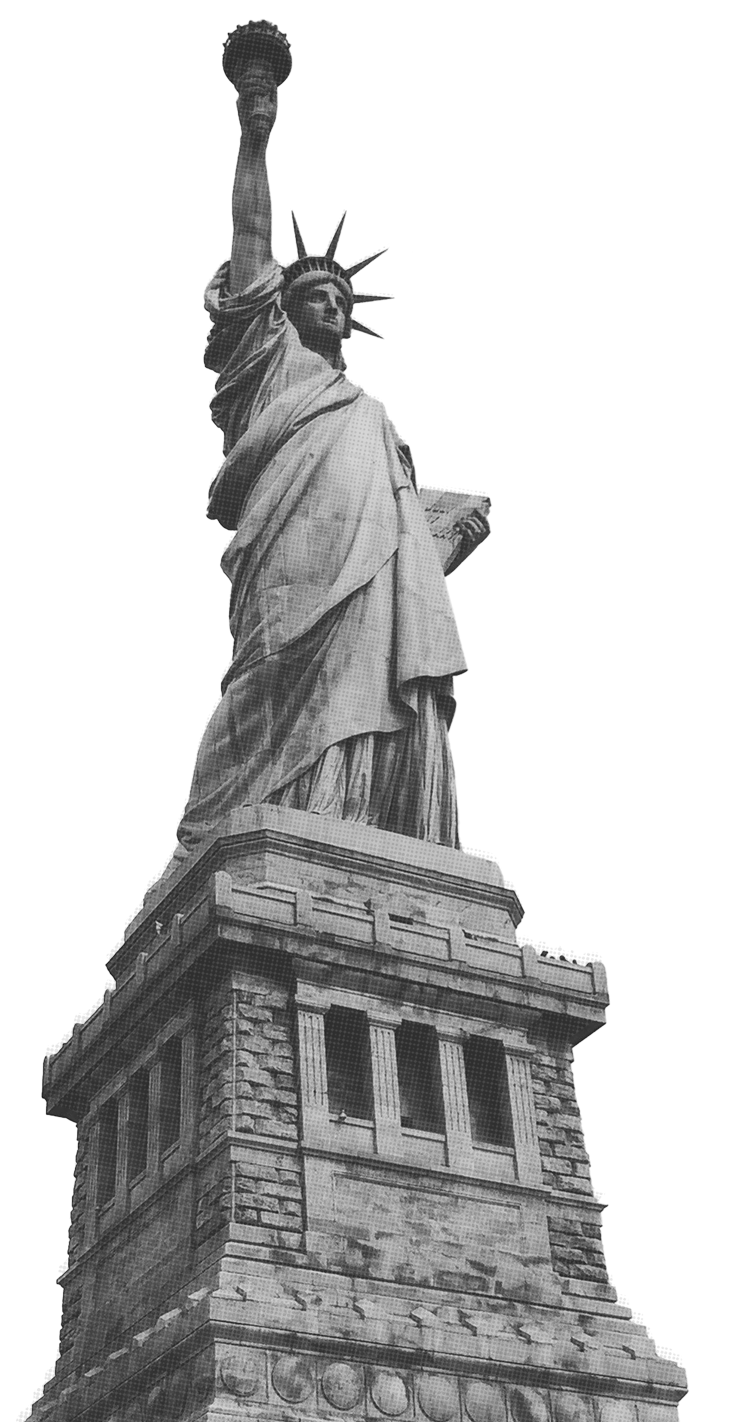 A black and white photo of the statue of liberty.