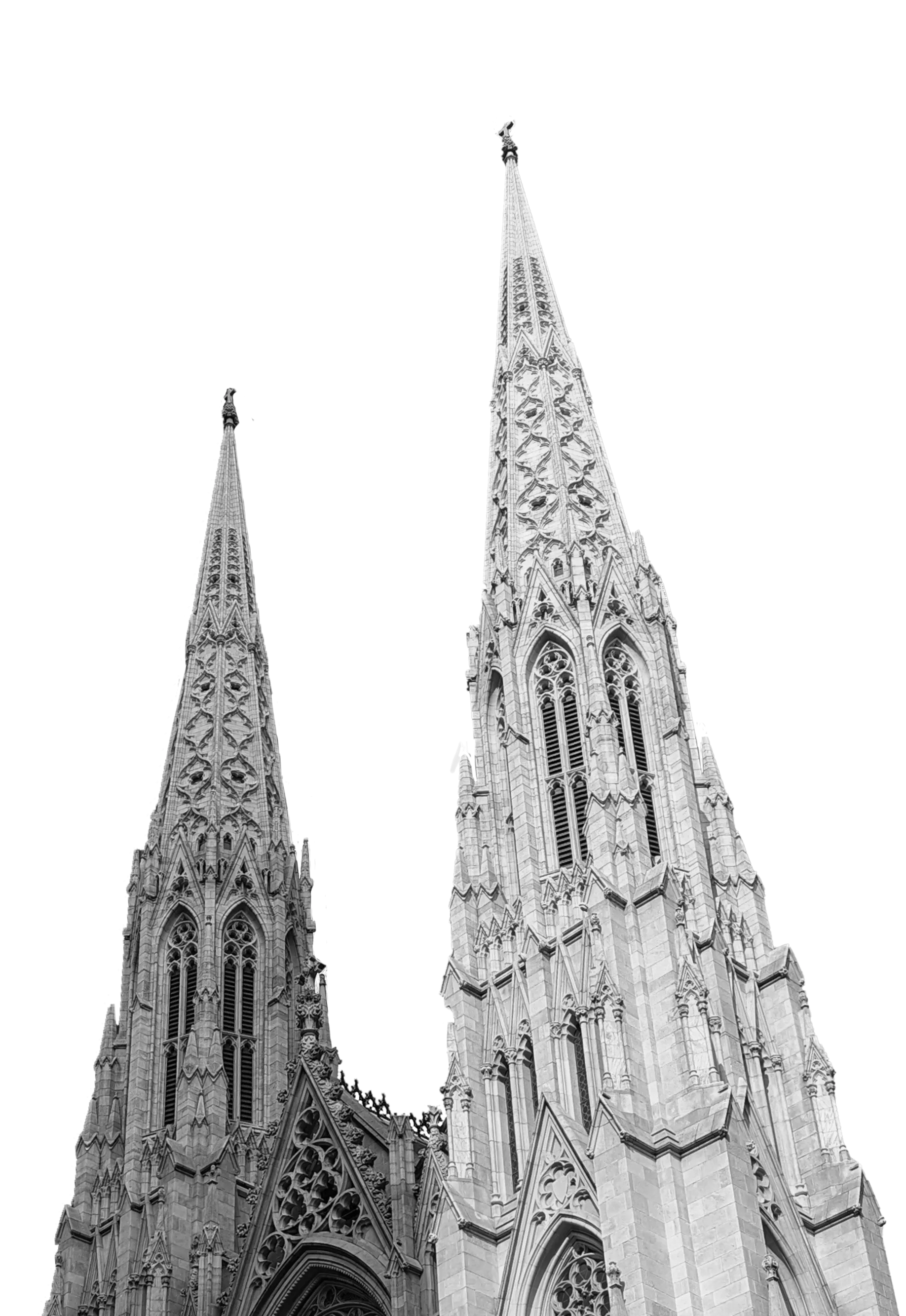 A black and white photo of a cathedral.