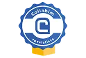 Logo Collabim s písmenem C uvnitř modrého pečetidla s nápisem Collabim a společně