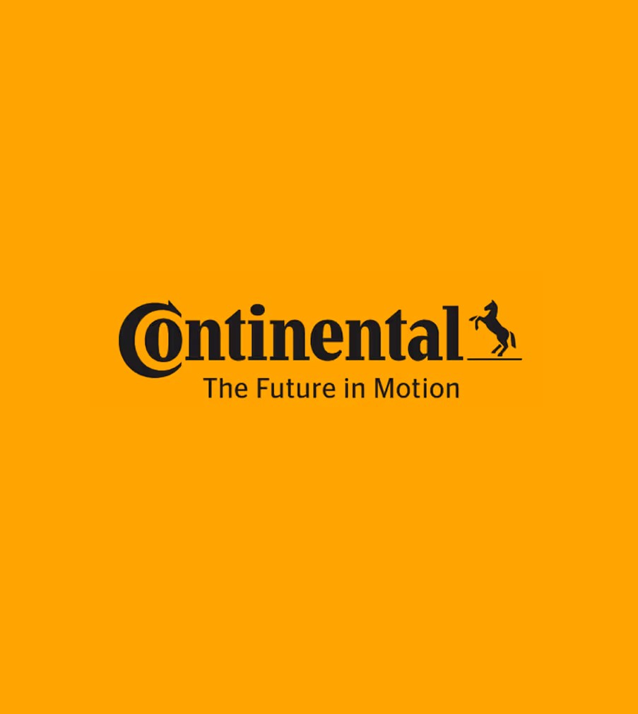 Logo Continental na pomarańczowym tle.