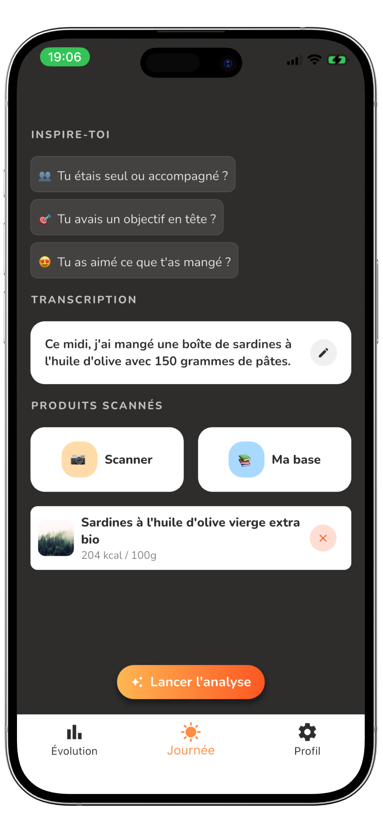 Diet Mate — analyse repas