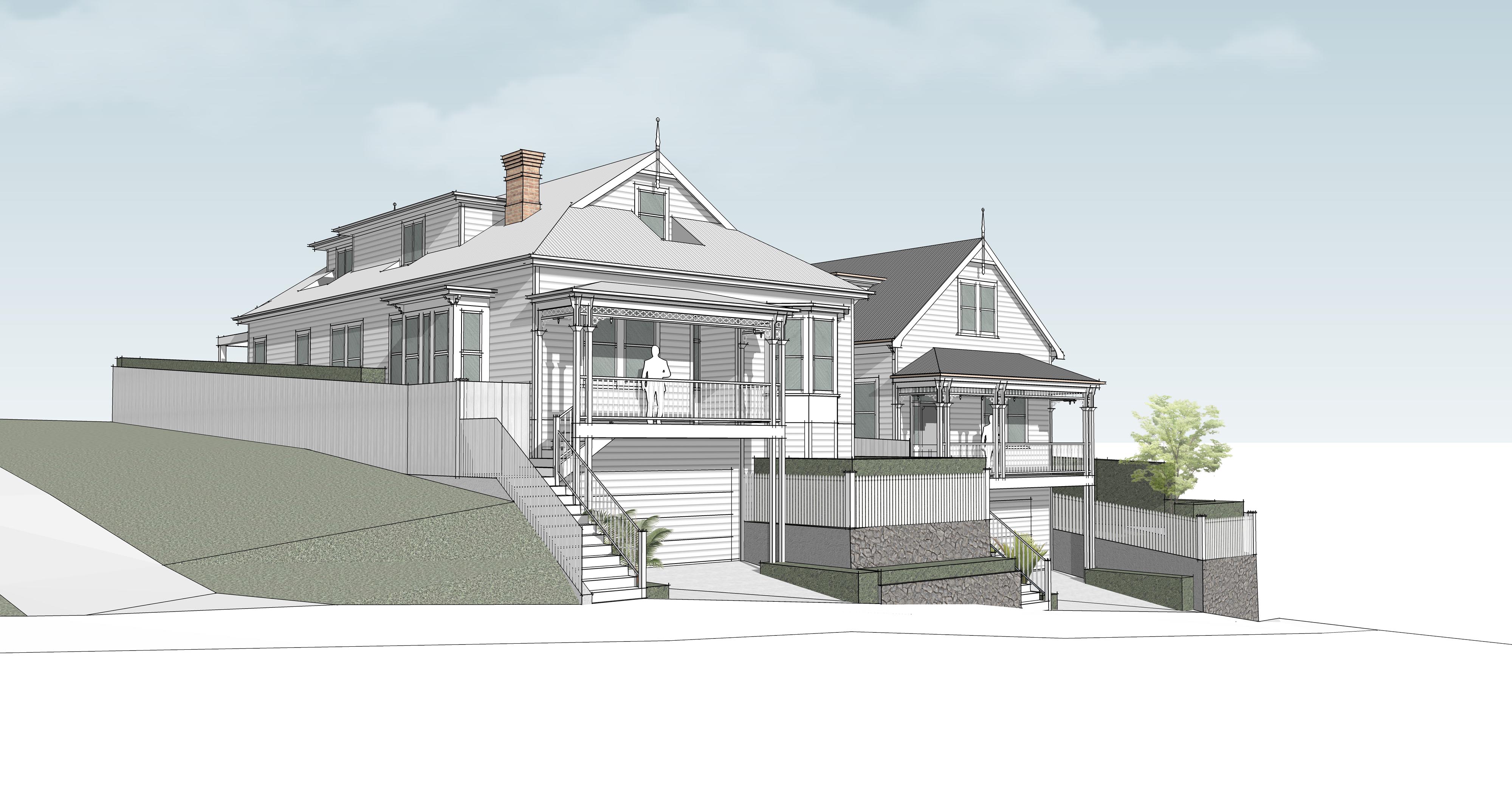 Render of Clarence St House - side