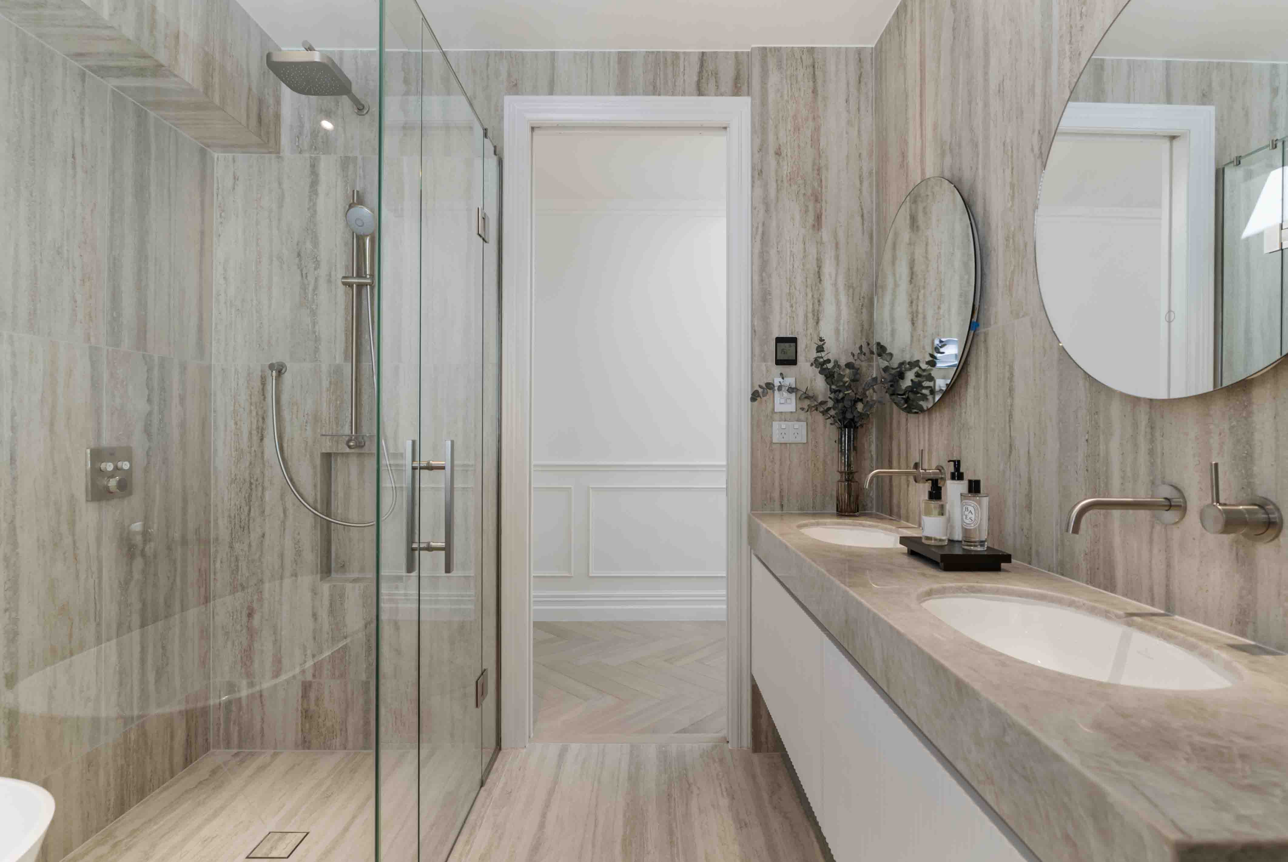 Bathroom shower and vanity