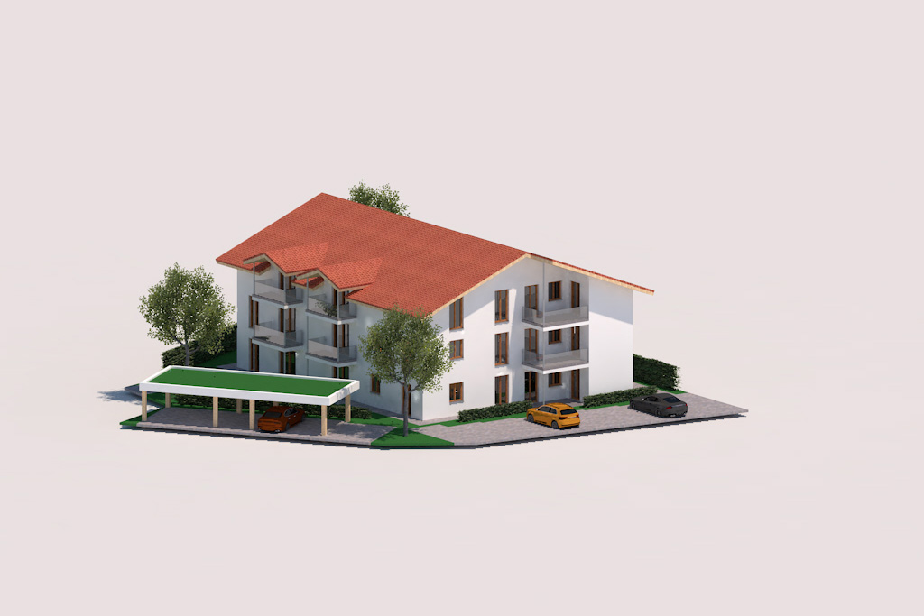 Neubau-Wohnanlage in Neuötting mit Carports und Balkonen in ruhiger Lage