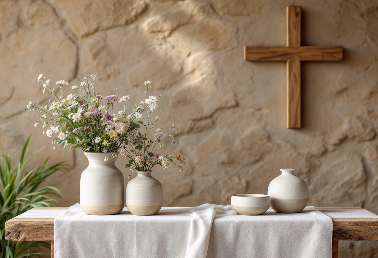 image of decorated altar during service
