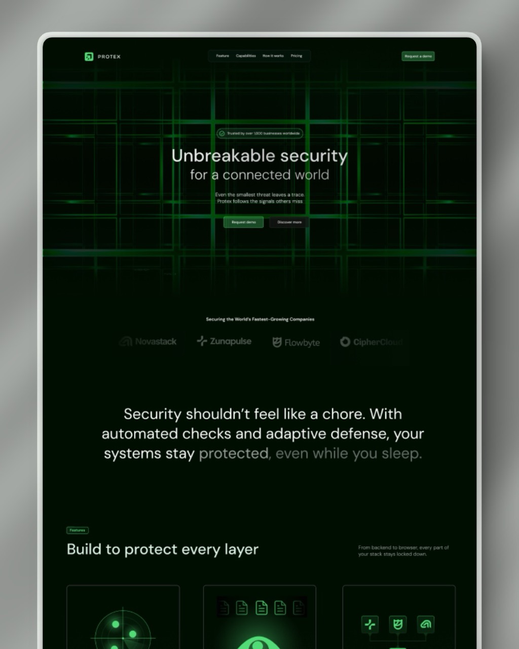 Protex — Cybersecurity Landing Page Template