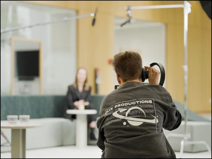 Creative video production and commercial film editing session on location in Copenhagen