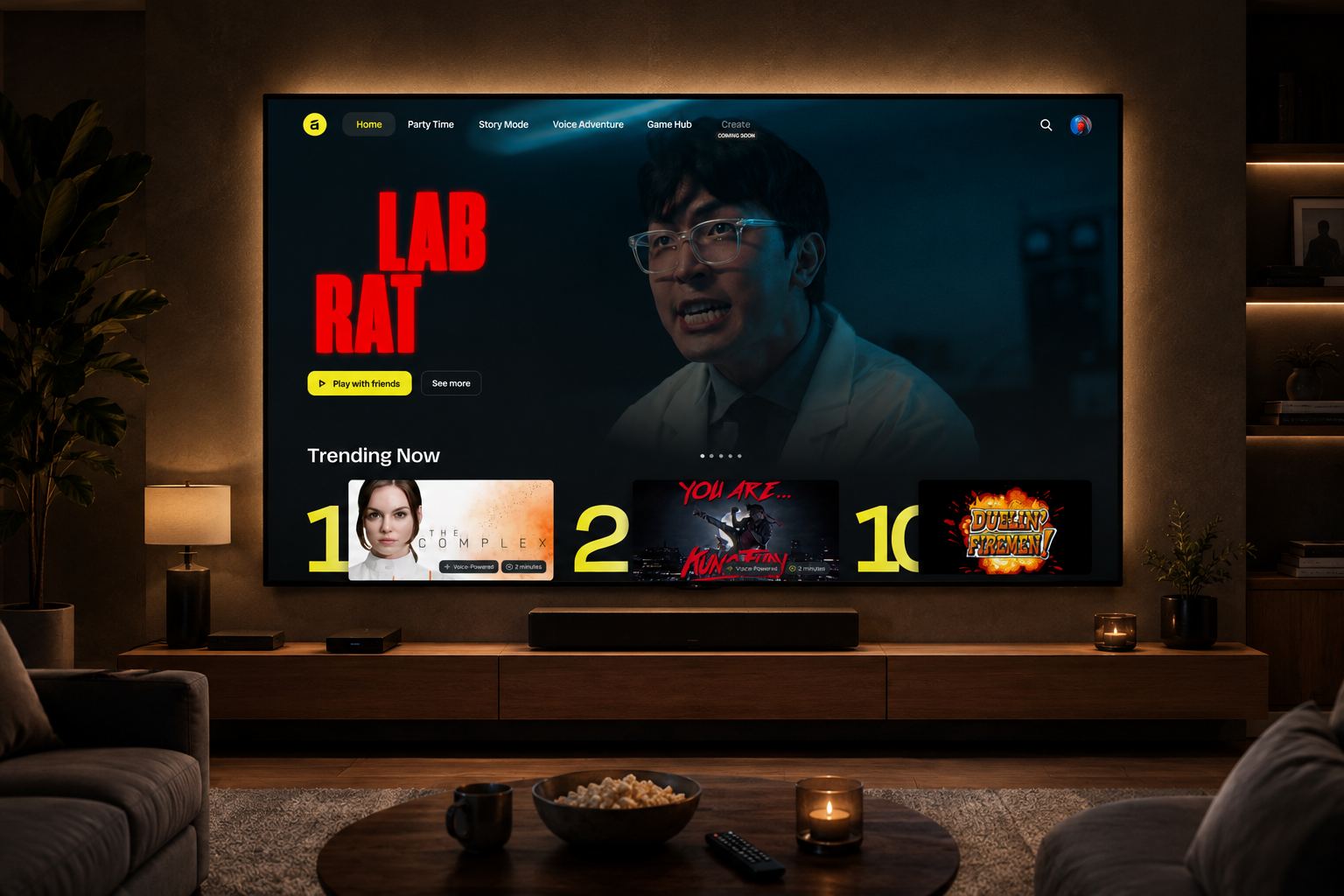 Adventr.TV on the living room screen