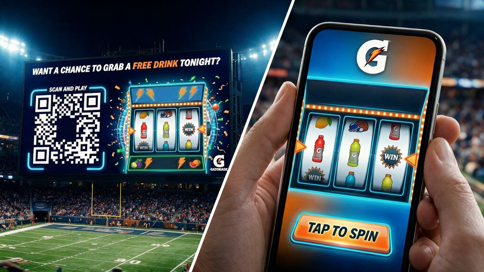 Fan scanning QR code in stadium