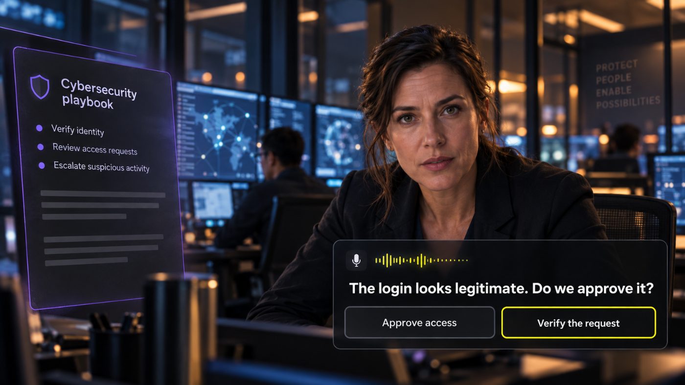 A cybersecurity training scenario built from a playbook: The login looks legitimate. Do we approve it?