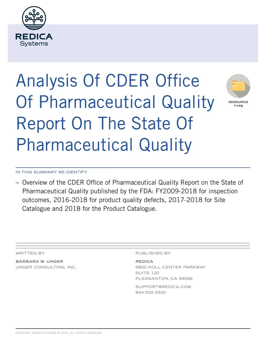 Graphic showing the first page of the White Paper "State of Pharmaceutical Quality"
