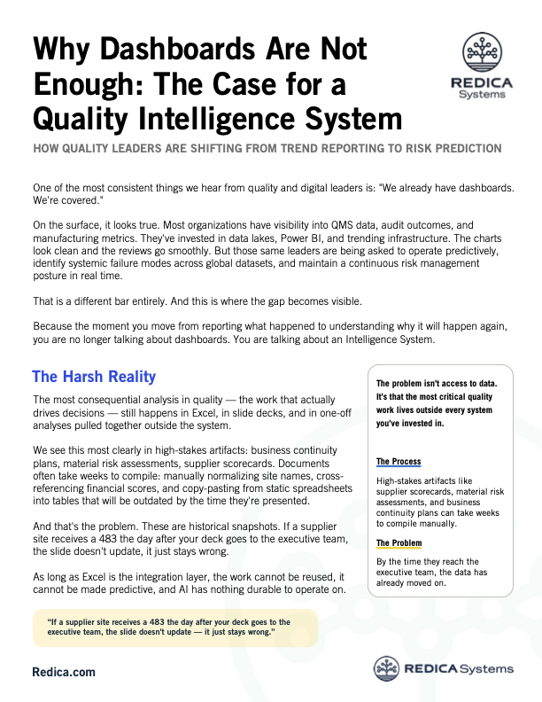Graphic showing the first page of the "Why Dashboards Are Not Enough" report